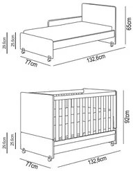 Berço Americano Mini Cama Com Rodízios Charme P14 Branco/Rosa - Mpozen