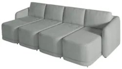 Sofá Cama Casal para Sala 436cm Polska Z08 Boucle Cinza Claro - Mpozen