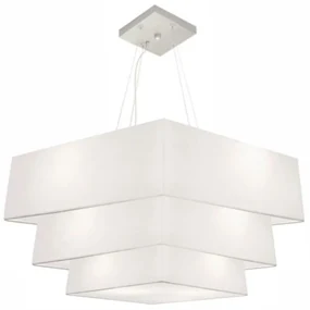Pendente Triplo Quadrado Branco MJ-4165 Para Mesa de Jantar e Estar