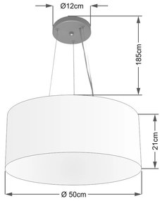 Lustre Pendente Cilíndrico Vivare Md-4047 Cúpula em Tecido 50x21cm - Bivolt - Branco - 110V/220V