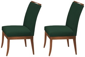 Conjunto 2 Cadeiras Sala de Jantar Lana Aveludado Verde