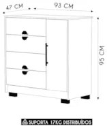 Cômoda Para Quarto 93cm Com 1 Porta Ilha Bela Nature - Vila Rica