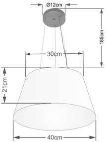 Lustre Pendente Cone Md-4001 Cúpula em Tecido 21/40x30cm Branco - Bivolt