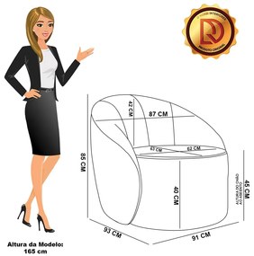 Poltrona Orgânica Giratória kit 2 Lua Bouclê Cinza D03 - D'Rossi