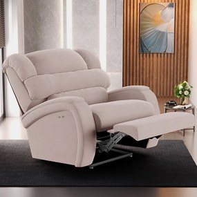 Poltrona do Papai Reclinável Napoli Power Touch Massagem Veludo FH1 - D'Rossi - Rose