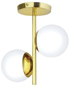 Plafon Haora Sobrepor 25X12X30Cm Metal E Globo Ø12Cm 2Xg9 - Old Artisa... (GRAFITE / COBRE BRILHO, FOSCO (Branco))