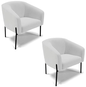 Poltrona Decorativa Pé de Ferro Preto Kit 2 Stella Linho Cinza D03 - D'Rossi