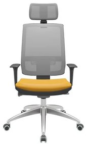 Cadeira Office Brizza Tela Cinza Com Encosto Assento Facto Dunas Amarelo Autocompensador 126cm - 63216 Sun House