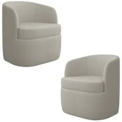 Kit 2 Poltronas Giratória Decorativa para Sala Dandara K04 Bouclê Bege