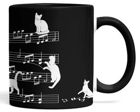 Kit Copo Viagem e Caneca Gato Musical Preto Cat Lover