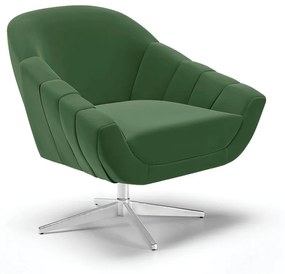 Poltrona Giratória Giovana Suede Verde Base Cromada - D'Rossi