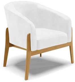 Poltrona Decorativa Base de Madeira Stella Sintético PU D03 - D'Rossi - Branco
