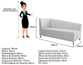 Recamier Valéria 140cm Lado Esquerdo Corano Branco - ADJ Decor