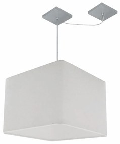 Lustre Pendente Quadrado Com Desvio de Centro Vivare Md-4268 Cúpula em Tecido 35x35cm - Bivolt