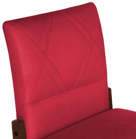 Cadeira De Jantar Aurora Base Madeira Maciça Estofada Suede Vermelho