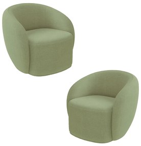 Kit 2 Poltronas Decorativas Sala de Estar Íbis Encosto Fixo Bouclê Verde G33 - Gran Belo