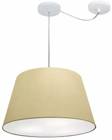 Lustre Pendente Cone Com Desvio Md-4279 Cúpula 21/30x40cm Algodão Crú - Bivolt