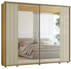Guarda Roupa Casal 278cm 2 Portas 8 Espelhos Mya Opala/Cumaru Z10 - Mp