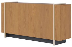 Aparador Buffet 4 Portas Oliwia 160cm Sala Jantar Pé Dourado C04 - D'Rossi - Freijó