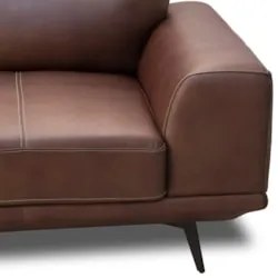 Sofá 3 Lugares Para Sala Living 256cm Niton L08 Couro Marrom - Mpozena