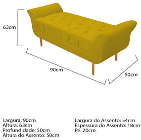 Recamier Estofado Ari 90 cm Solteiro Corano Amarelo - ADJ Decor