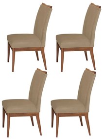 Conjunto 4 Cadeira Decorativa Leticia Aveludado Nude