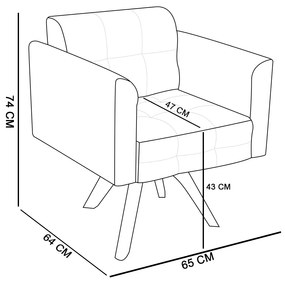 Poltrona Decorativa Giratória MM30 Elisa Sintético Bege D03 - D'Rossi