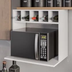 Suporte Micro-Ondas Forno Armário Aéreo com Adega 60cm Lótus Z34 Branc