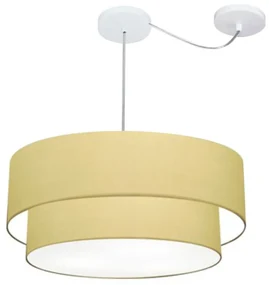 Lustre Pendente Cilíndrico Com Desvio Bege MJ-4368 Para Mesa de Jantar