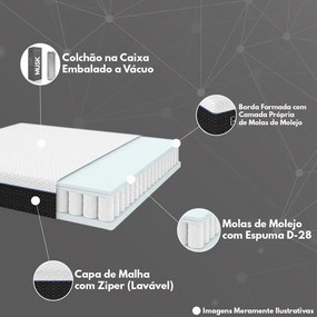 Colchão na Caixa Embalado a Vácuo Musk Ortopédico Espuma D28 Branco/Chumbo G90 - Gran Belo