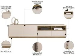 Rack Para Sala Bancada de TV 75 Pol 218cm Isis Off White/Mel - Caemmun