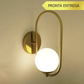 Arandela Elo 12X16X35Cm Aluminio E Globo 01Xg9 - Qimporta Ar2302 (CHAMPANHE / DOURADO BRILHO)