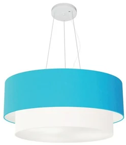 Pendente Cilíndrico Azul Turquesa e Branco MJ-4371 Para Mesa de Jantar e Estar