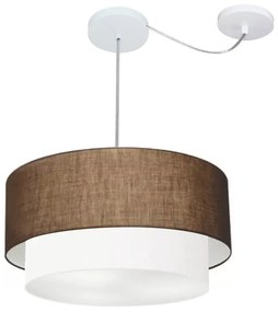 Lustre Pendente Duplo Cilíndrico Com Desvio de Centro Vivare Md-4361 Cúpula em Tecido 50x40cm - Bivolt