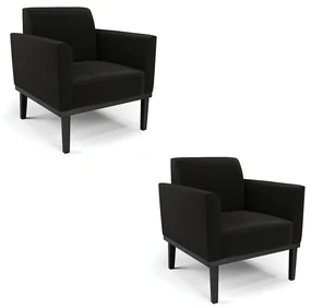 Kit 2 Poltronas Base de Madeira Fixa Preto Marisa Suede Preto D03 - D'Rossi