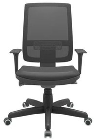 Cadeira Office Brizza Tela Preta Assento Vinil Preto Autocompensador Base Standard 120cm - 63690 Sun House