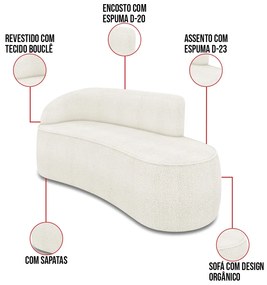 Sofá 2 Lugares Orgânico 140cm Morgan e 2 Poltronas Lua Bouclê D03 - D'Rossi - Off White