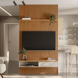 Painel Ripado para TV 60 Pol. com Bancada 141cm Prime L06 Nature/Off W