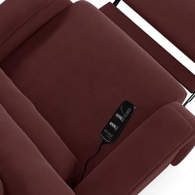 Poltrona do Papai Reclinável Napoli Power Touch Massagem Veludo FH1 - D'Rossi - Vinho