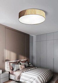 Plafon Luminária de teto decorativa para casa, Md-3076 nórdicas em tecido e madeira 3 lâmpadas com difusor em poliestireno - Café