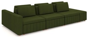 Sofá Ilha com Encosto e Almofadas Móveis Olimpo 335cm Modulado Linho Verde G45 - Gran Belo