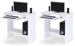 Kit 2 Mesas Escrivaninha para Computador AJL Branco - AJL Móveis