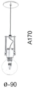 Pendente Lamp Ø120X17Cm Metal E Vidro 1 X G9 Globo Ø8Cm|Old Artisan Pd... (PRETO / CROMADO, CLEAR)