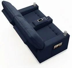 Poltrona de Cinema Reclinável 2 Lugares Baú USB Mallie FH9 PU Azul - M