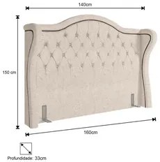 Cabeceira Cama Box Casal 140cm Antibes P02 Linho Cru - Mpozenato