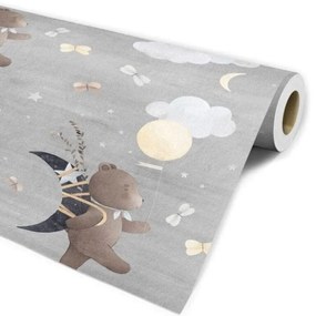 Papel Infantil Ursinho Meigo Nuvens Lua | Dcorando