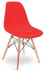 Kit 04 Cadeiras Eiffel Eames Base Madeira Sala de Jantar Vermelho - D'Rossi