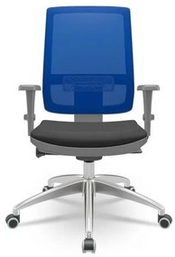 Cadeira Brizza Diretor Grafite Tela Azul Assento Aero Preto com Autocompensador e Base em Alumínio  - 65744 Sun House
