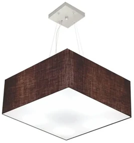 Lustre Pendente Quadrado Md-4040 Cúpula em Tecido 21/50x50cm Café - Bivolt