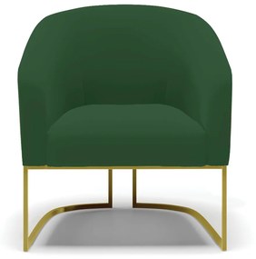 Poltrona Stella Veludo Verde Base Metálica Industrial Dourado - D'Rossi